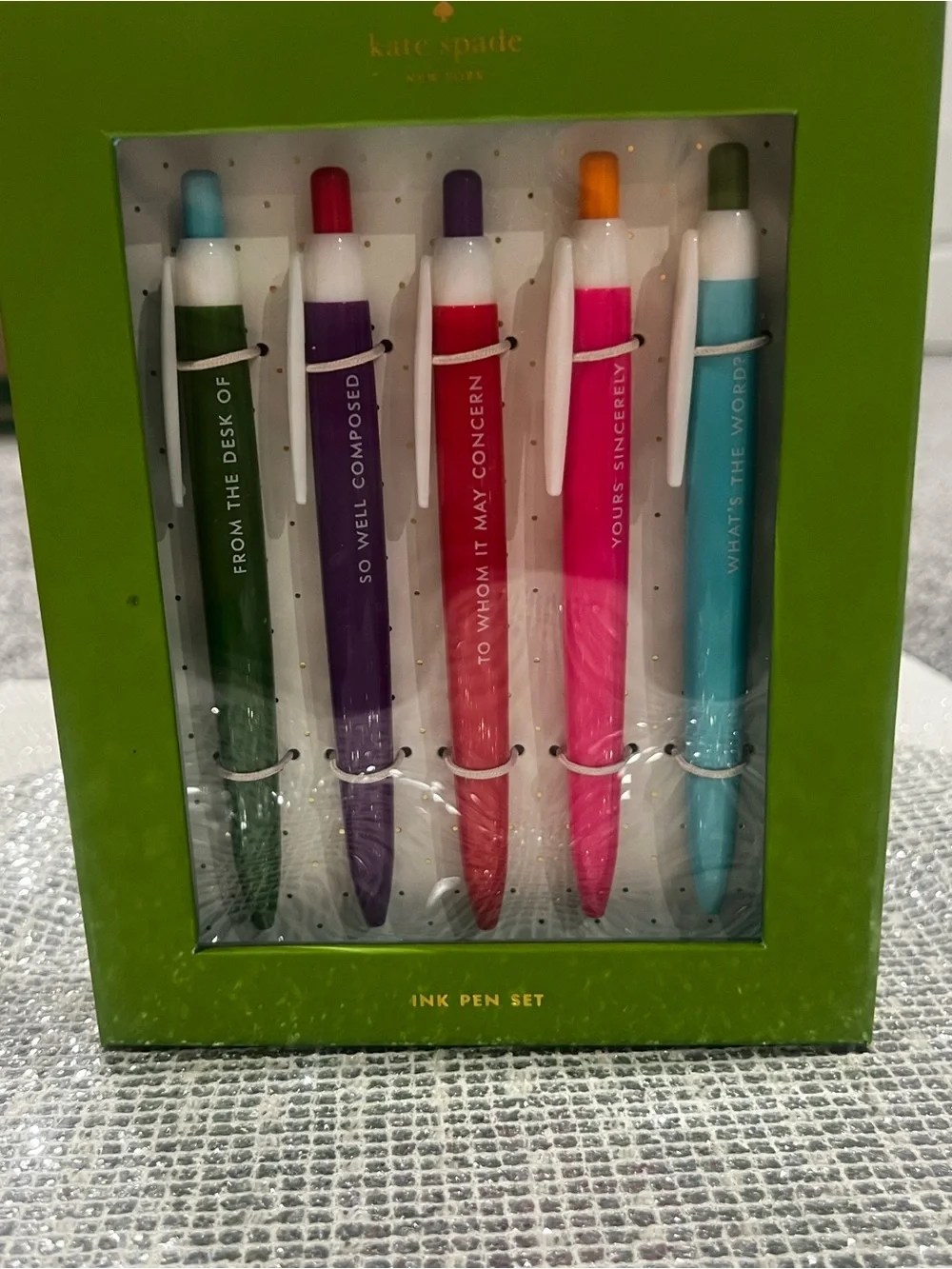 NIB Kate Spade New York 5-Piece Retractable Ink Pen Set Multicolor